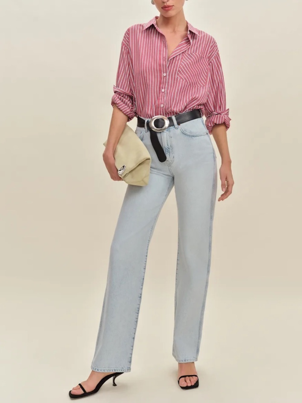 Reformation NWT Val 90s Mid Rise Straight Jeans Slouchy Loose Light Wash Denim